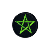 2 INCH Neon Green Star in Circle Patch Symbol Embroidered Iron On Applique