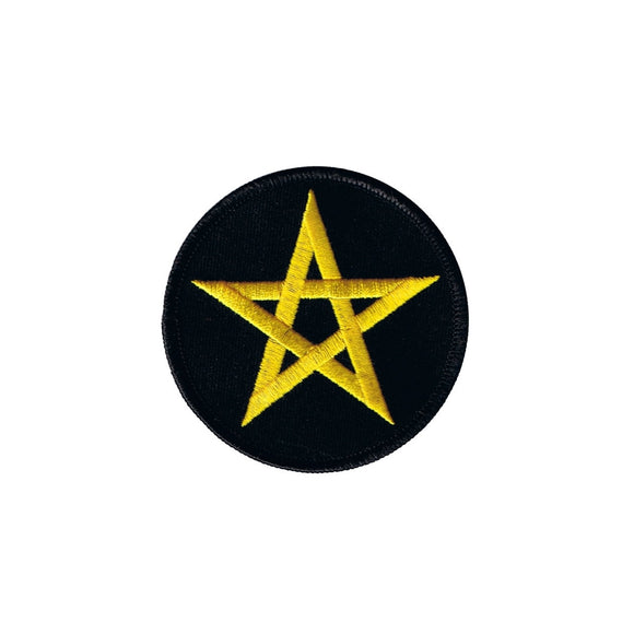 3 INCH Yellow Pentagram Patch Star Satan Symbol Embroidered Iron On Applique