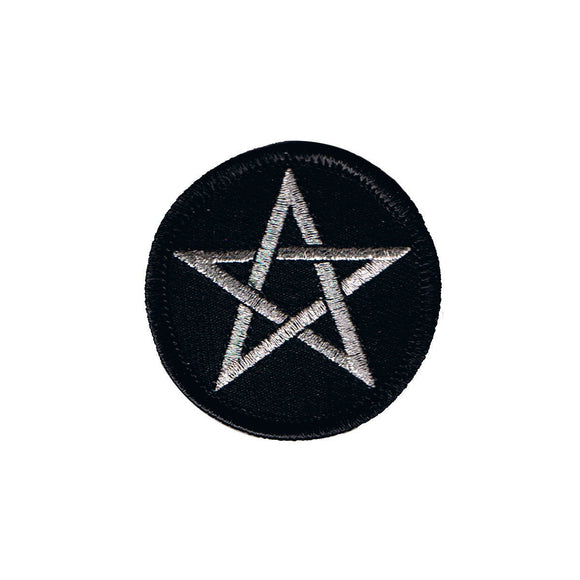 2 INCH Silver Pentagram Patch Star Satan Symbol Embroidered Iron On Applique