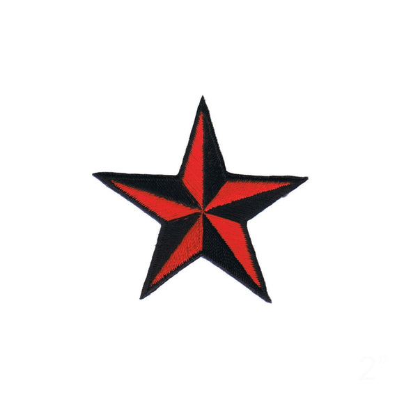 2 INCH Red Black Nautical Star Patch Tattoo Symbol Embroidered Iron on Applique