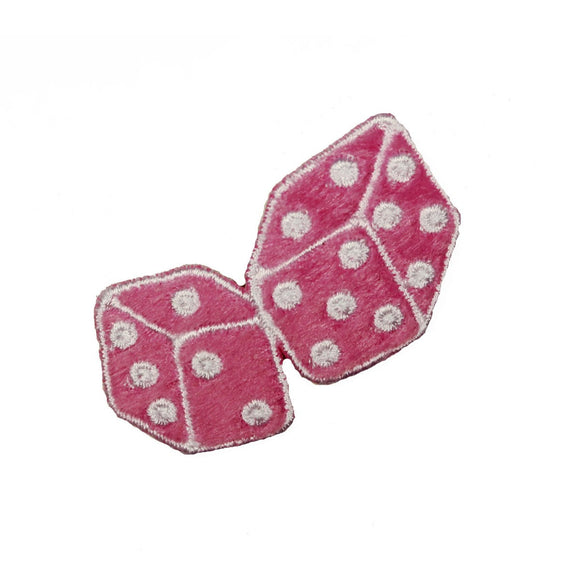 2 INCH Pink Fuzzy Dice Patch Gaming Gambling Roll Embroidered Iron On Applique