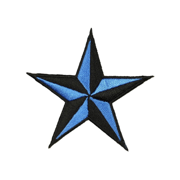 3 INCH Blue Black Nautical Star Patch Tattoo Symbol Embroidered Iron On Applique