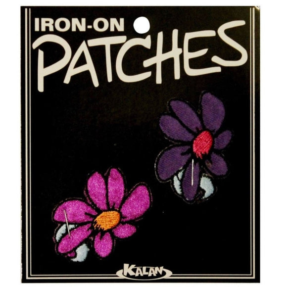 Set of 2 Purple Daisy Flowers Patch Spring Cute Embroidered Iron On Applique