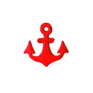 3/4 Inch Small Red Anchor Patch Sailing Nautical Embroidered Iron On Applique
