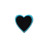 Heart Shape Blue Outline On Black Patch Love Cupid Embroidered Iron On Applique