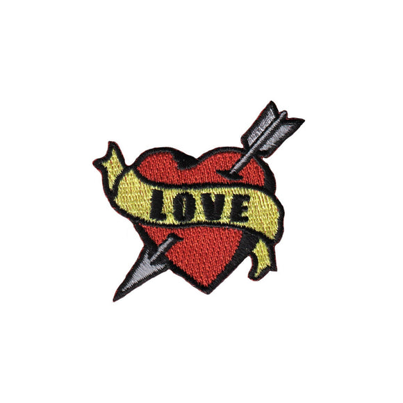 Tattoo Art Large Love Heart Patch Arrow Ink Banner Embroidered Iron On Applique