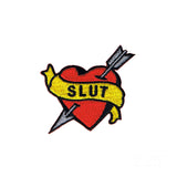 Tattoo Art Slut Heart Patch Banner Ink Draw Arrow Embroidered Iron On Applique