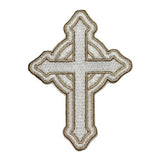 Catholic White Cross Patch Christian Faith Craft Embroidered Iron On Applique