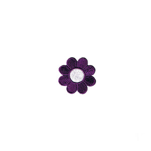 1 Inch Daisy Purple Petals White Center Patch Flower Embroidered Iron On