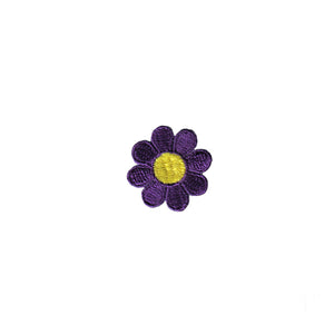 1 Inch Daisy Purple Petals Yellow Center Patch Flower Embroidered Iron On
