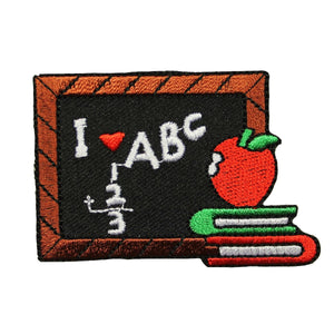 ID 0961A School Chalkboard Patch Teacher Class Room Embroidered Iron On Applique