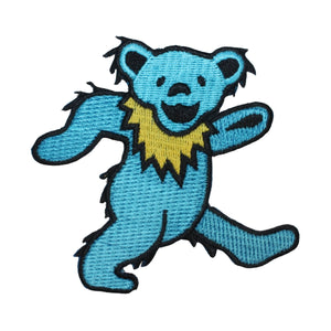 Grateful Dead 3 1/2" Blue Dancing Bear Patch Rock Embroidered Iron On Applique