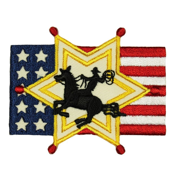 ID 1093A American Cowboy Badge Patch Rodeo Sheriff Embroidered Iron On Applique