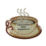 ID 1278 Steaming Coffee Cup Patch Shop Morning Java Embroidered Iron On Applique