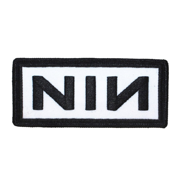 Nine Inch Nails NIN Black Border Band Logo Patch Rock Music Iron On Applique