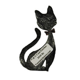 ID 2887 Fancy Black Cat Sitting Patch Kitty Kitten Embroidered Iron On Applique