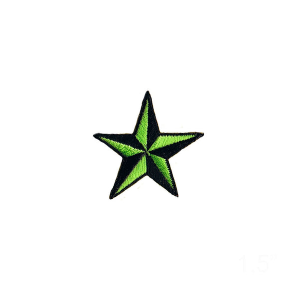 1 1/2 INCH Green Nautical Star Patch Compass Tattoo Embroidered Iron on Applique