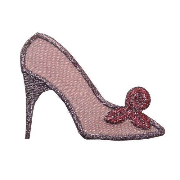 ID 7427Z Pink Stiletto Shoe Patch Fashion Fancy Embroidered Iron On Applique