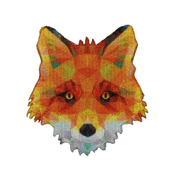 Geometric Fox Head Patch Pixel Animal Sublimation Embroidery Iron On Applique