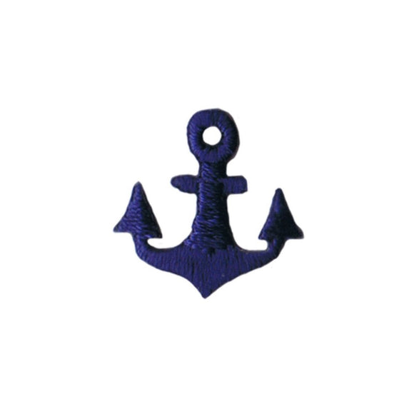 3/4 Inch Small Blue Anchor Patch Ship Nautical Embroidered Iron On Applique