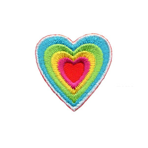 Heart Shape Multi Colored Patch Stacked Rainbow Embroidered Iron On Applique