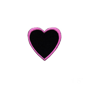 Heart Shape Pink Outline On Black Patch Love Cupid Embroidered Iron On Applique