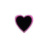 Heart Shape Pink Outline On Black Patch Love Cupid Embroidered Iron On Applique