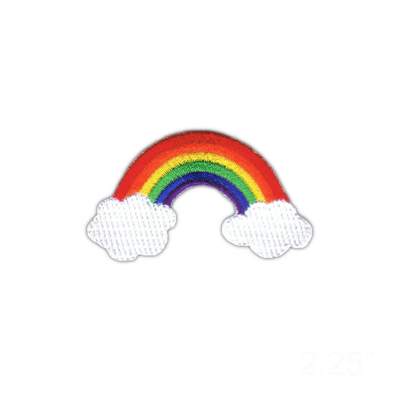 Rainbow & Clouds Patch Primary Colors Reflection Embroidered Iron On Applique