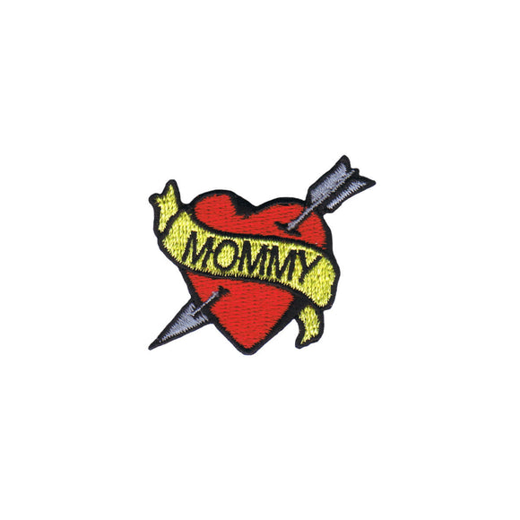 Tattoo Art Mommy Red Heart Patch Ink Pierced Arrow Embroidered Iron On Applique