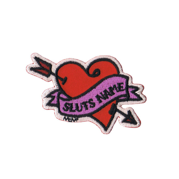 Illicit Martin Tattoo Art Sluts Name Heart Patch Embroidered Iron On Applique
