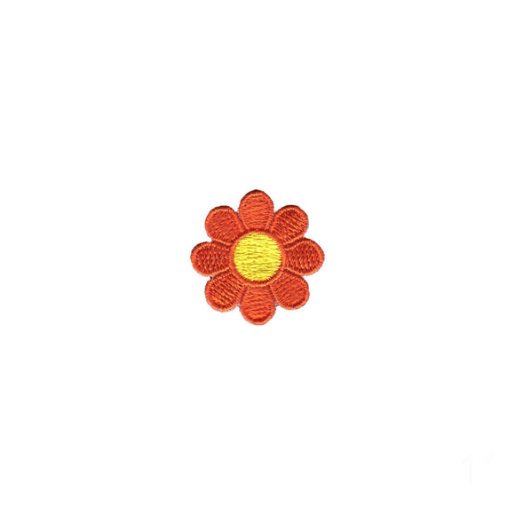 1 INCH Daisy Orange Petals Yellow Center Patch Flower Embroidered Iron On