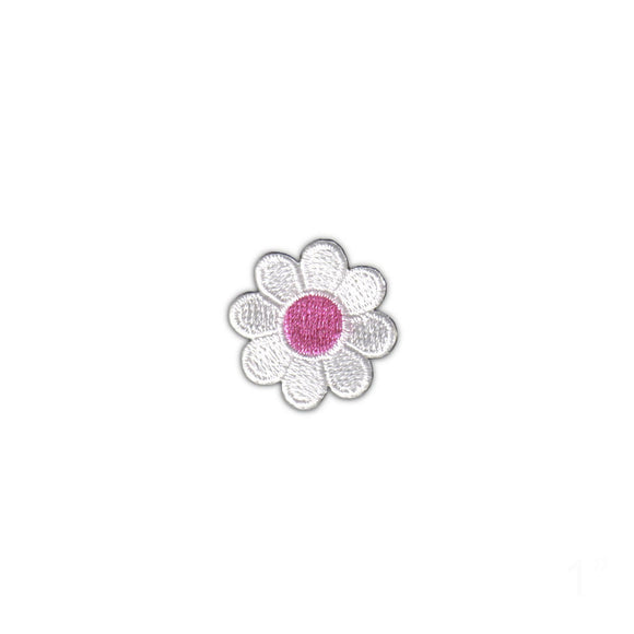 1 Inch Daisy White Petals Pink Center Patch Flower Cute Embroidered Iron On