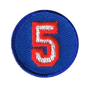 Red White Blue Number 5 Five Patch Sports Symbol Embroidered Iron On Applique