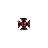 1 Inch Red On Black Maltese Cross Patch Biker Symbol Embroidered Iron On