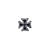 1 Inch White On Black Maltese Cross Patch Biker Symbol Embroidered Iron On