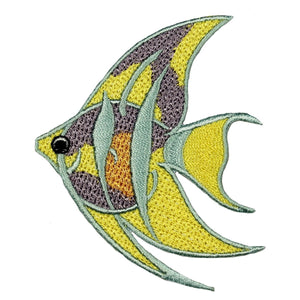 ID 0267B Larger Long Fin Angel Fish Patch Ocean Embroidered Iron On Applique