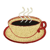 ID 1278 Steaming Coffee Cup Patch Shop Morning Java Embroidered Iron On Applique