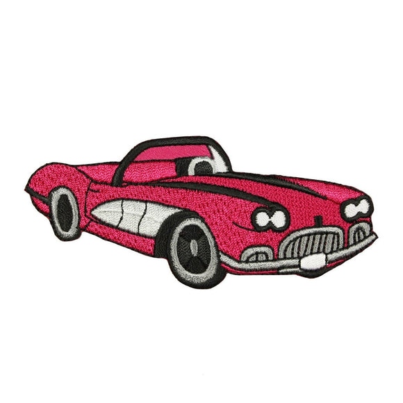ID 1934 Pink Classic Car Patch Sport Bird Hot Rod Embroidered Iron On Applique