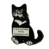 ID 2958 Fuzzy Black Cat Patch Animal Kitten Pet Embroidered Iron On Applique