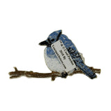 ID 0520 Blue Bird Patch Jay Sitting Perched Branch Embroidered Iron On Applique
