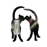 ID 2896 Pair of Black Cats Kissing Patch Kitten Love Embroidered IronOn Applique