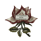 ID 6675 Red Rose Open Blossom Patch Garden Plant Embroidered Iron On Applique