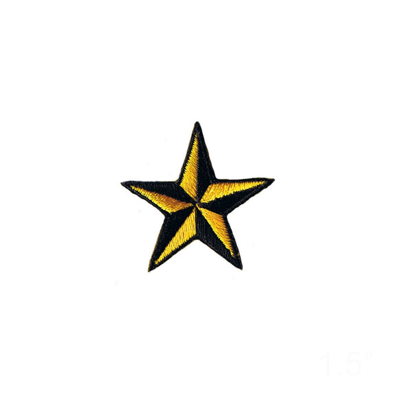1 1/2 INCH Yellow Nautical Star Patch Compass Sea Embroidered Iron on Applique