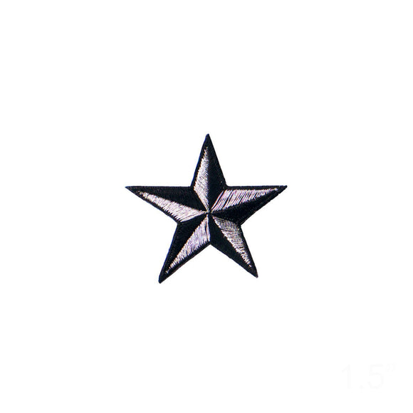1 1/2 INCH Silver Nautical Star Patch Compass Naval Embroidered Iron on Applique