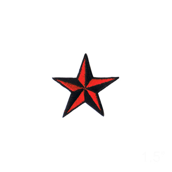 1 1/2 INCH Red Nautical Star Patch Naval Tattoo Embroidered Iron On Applique