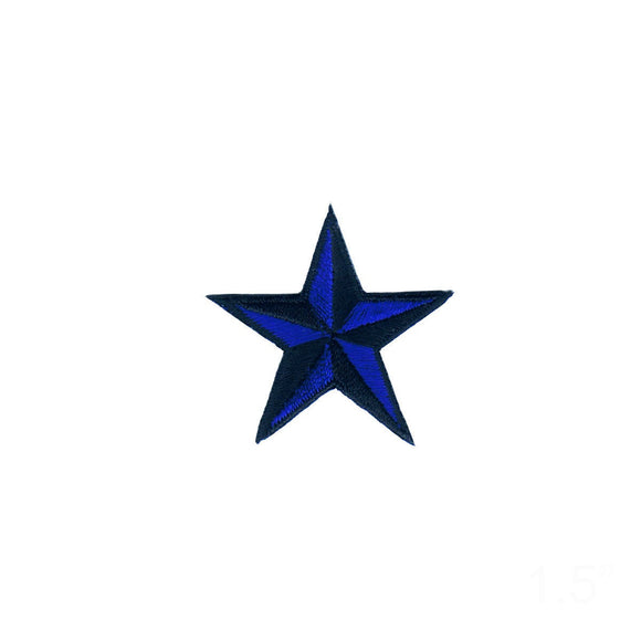 1 1/2 INCH Blue Nautical Star Patch Compass Tattoo Embroidered Iron on Applique