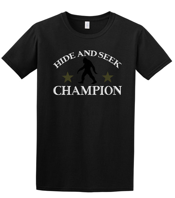 Hide And Seek Champion Sasquatch T-Shirt Bigfoot Adult Novelty Funny