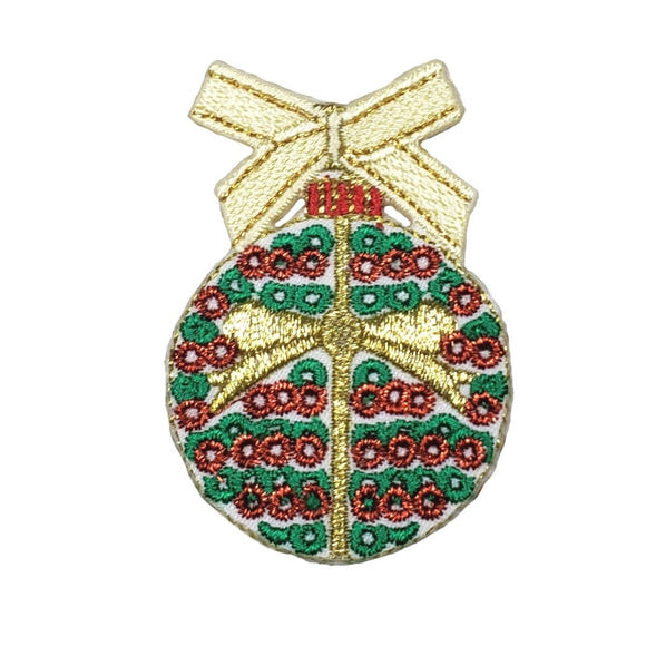 ID 8211B Shiny Christmas Tree Ornament Patch Ball Embroidered Iron On Applique