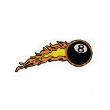 8 Ball With Flames Patch Billiards Pool Cue Embroidered Iron On Badge Applique