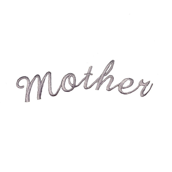 ID 9234 Mother Cursive Script Patch Grand Mom Name Embroidered Iron On Applique